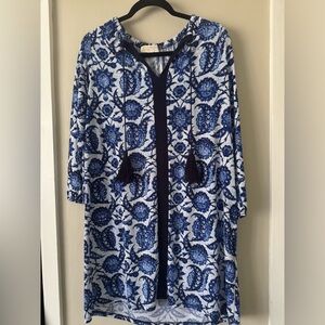 Michael Kors Navy and White Floral Tie-Front dress